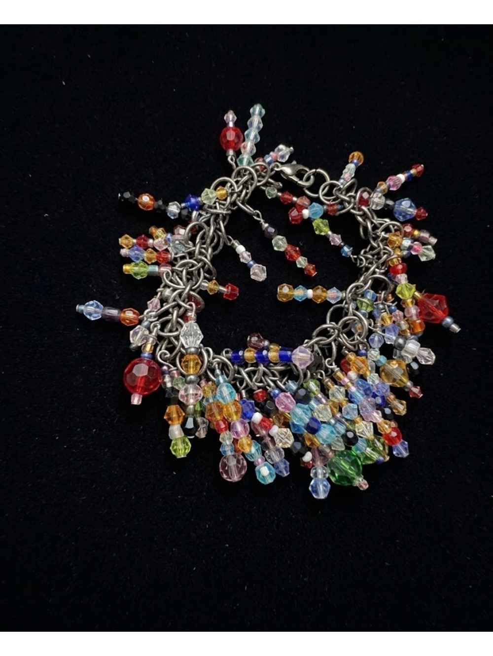 Vintage Multi-Color Crystal Dangle Charm Bracelet | Boho Y2K Festival